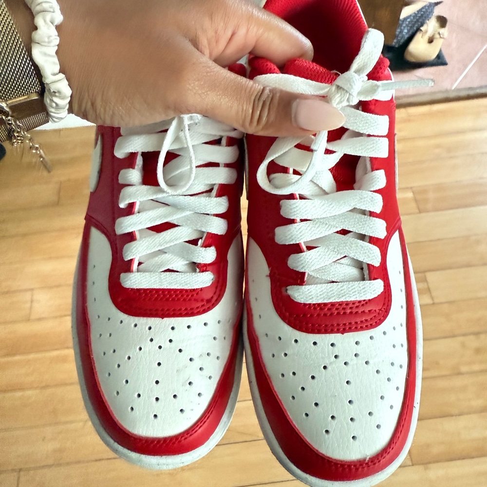 Red and White Sneakers